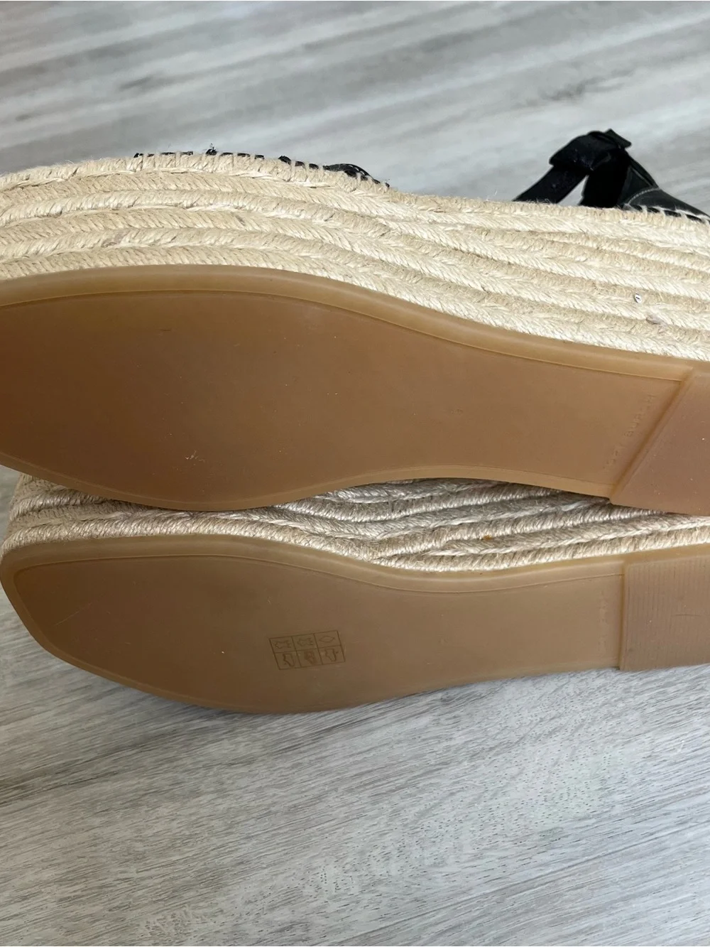 Tory Burch Ines Wedge Espadrille Sandals  Black Leather Sz 9 New 154464 Designer